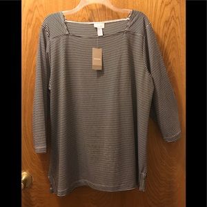 Chico’s Navy/White Striped Top-Size 3 NWT